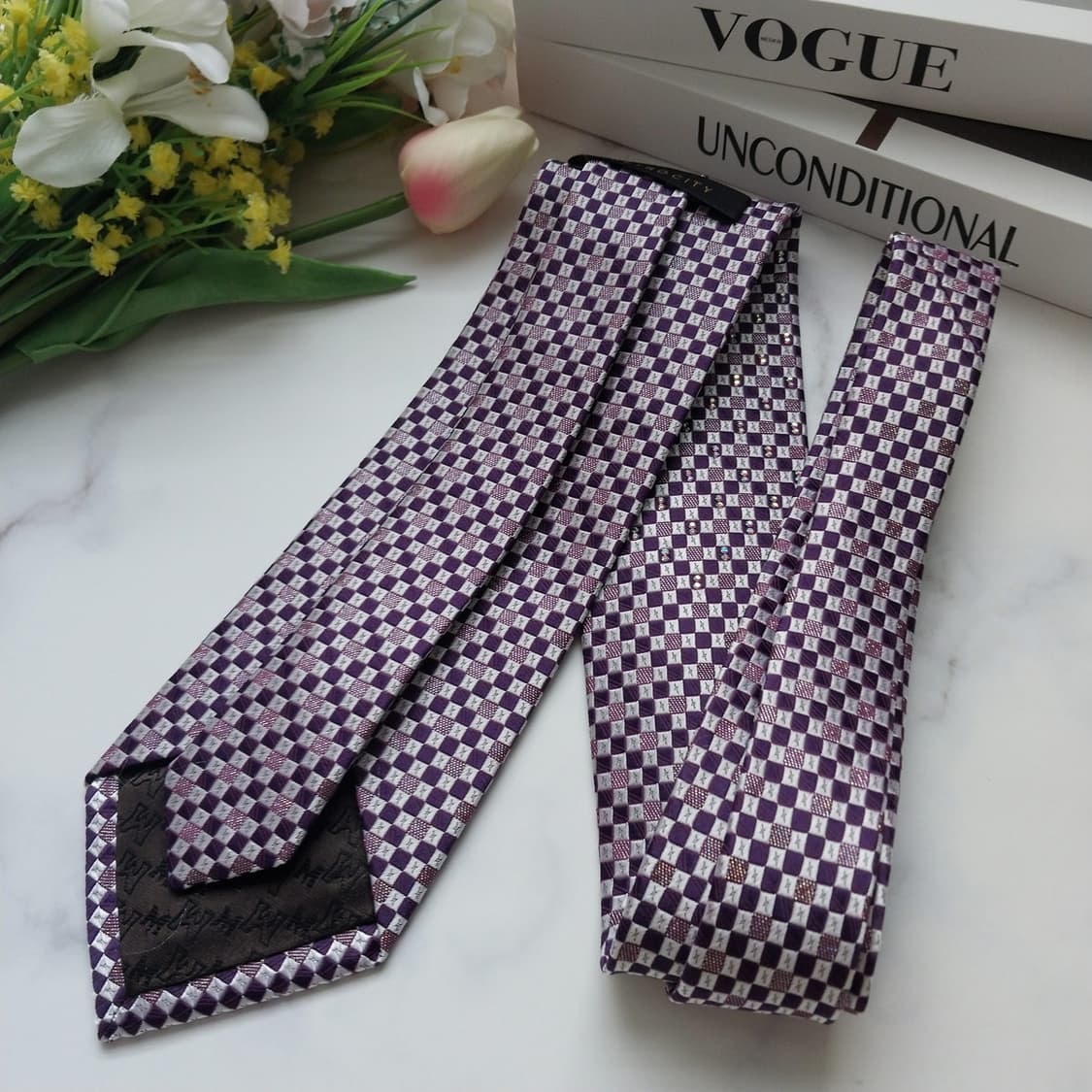 메트로시티 실크 퍼플 체크 자카드 넥타이 8.5cm A+등급 K934
 상품이미지7