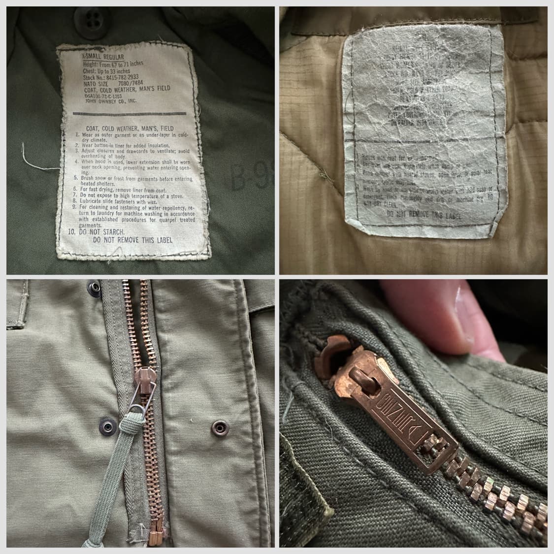 70s 미군 M65 필드자켓 2세대 존오운베이 스몰 내피포함 상품이미지7