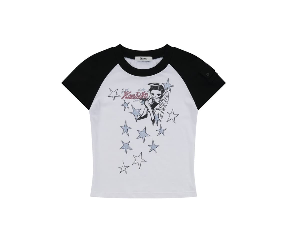 Kashiko Angelic Pocket Raglan T Shirt 상품이미지1