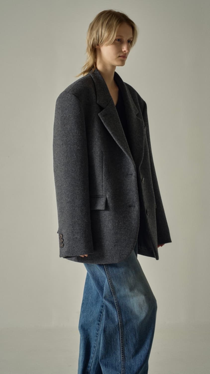파사드패턴 캐시미어 블레이저 코트 차콜 S 상품이미지5