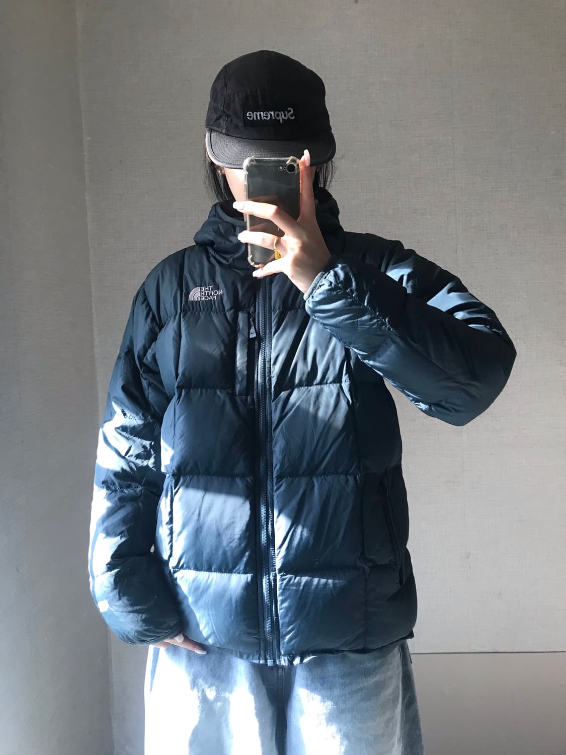 노페 체크 청록 리버시블 패딩 상품이미지2