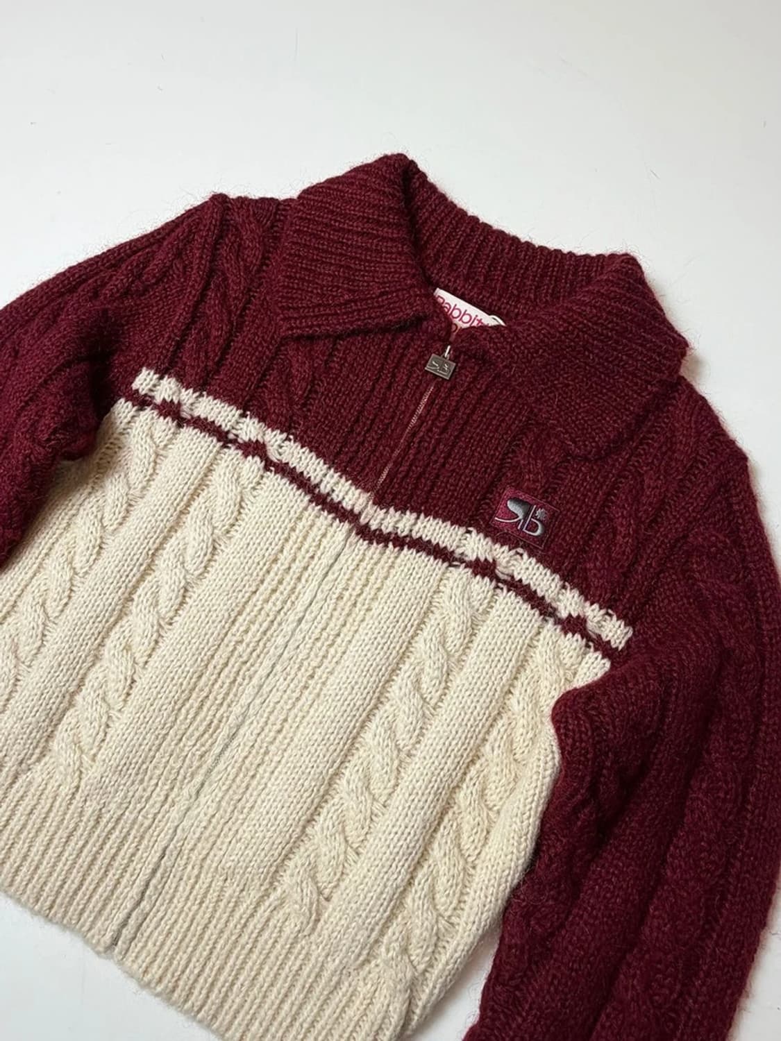 래비티스포츠 크롭 RB 케이블 니트 가디건 PN9369 상품이미지2