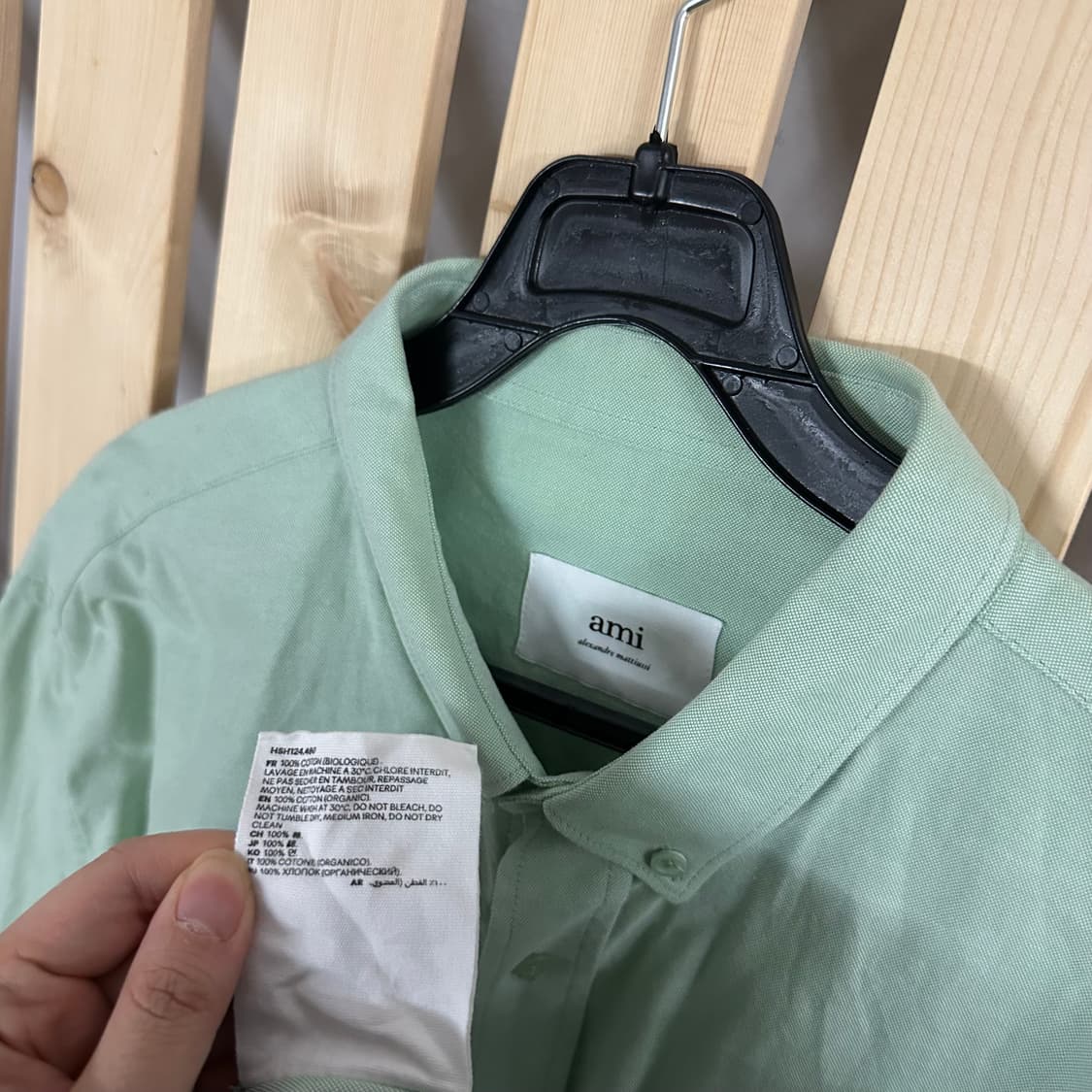 (L) AMI 아미 아쿠아민트 빅하트 옥스포드 셔츠 상품이미지6