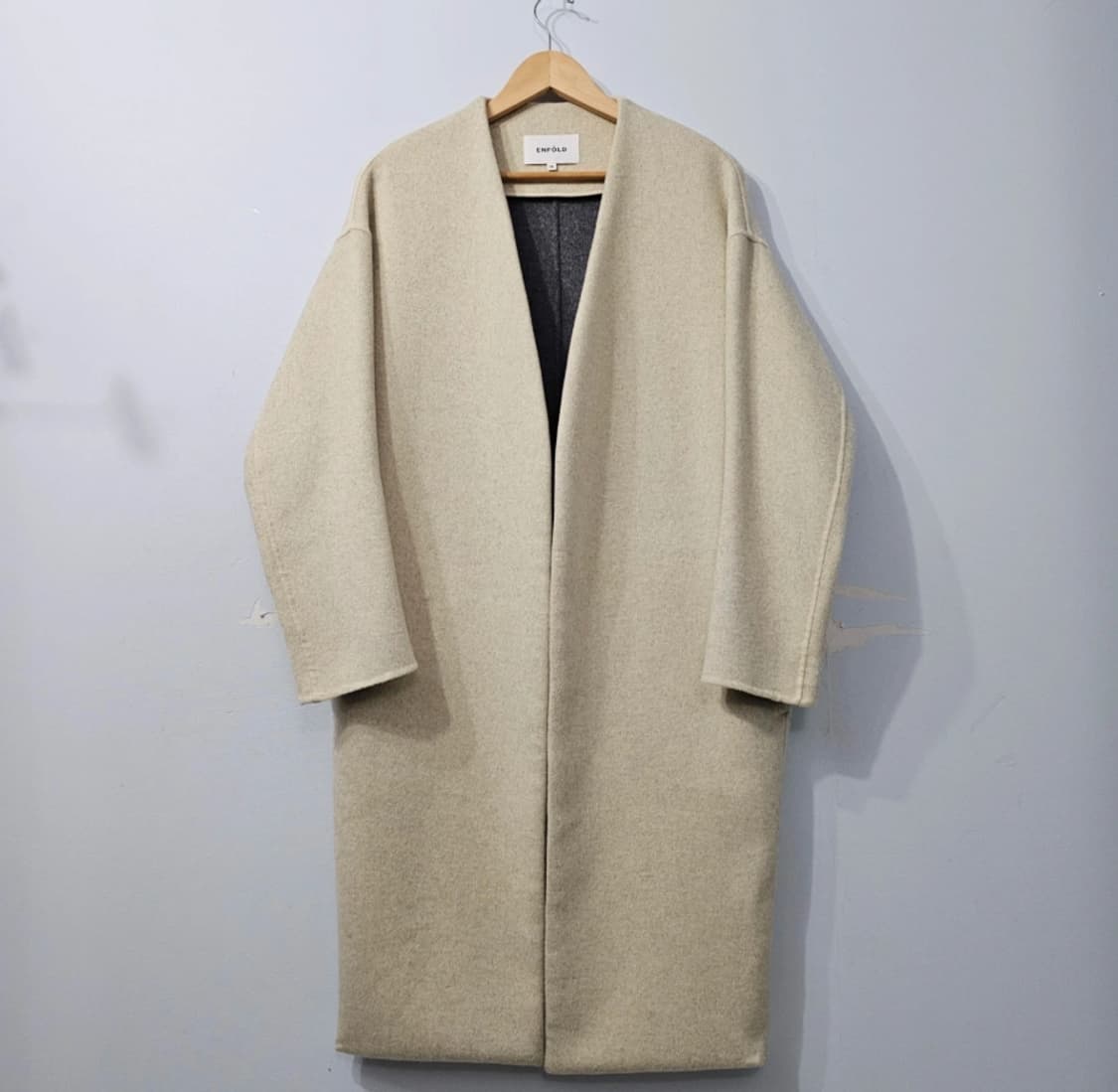 Enfold 엔폴드 타임 베이지색 오픈 코트 ~66 오버핏 상품이미지2