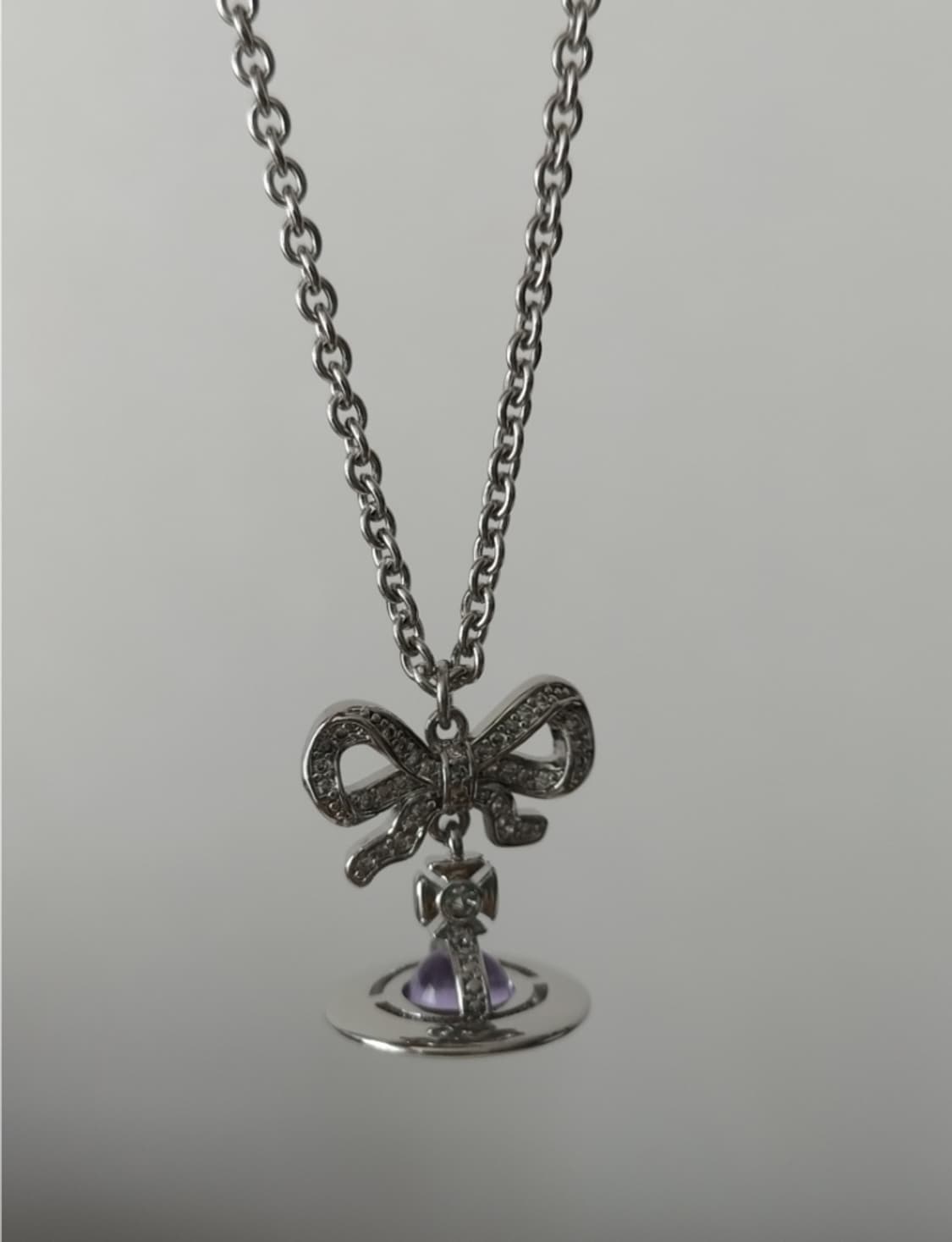 비비안웨스트우드 아카이브 리본 옥타비에 퍼플 크리스탈 3d orb 목걸이 상품이미지2