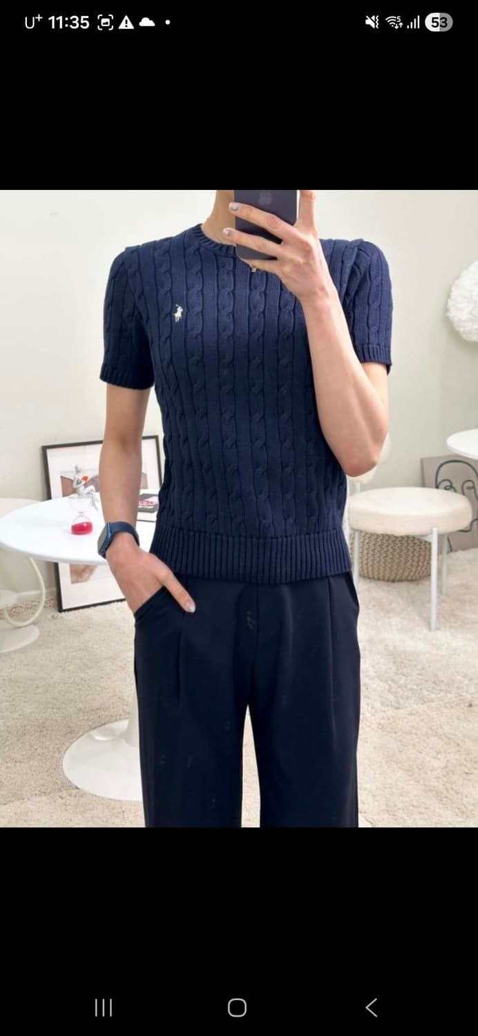 (새상품/정품)폴로 여성 케이블 니트 반팔M 상품이미지2