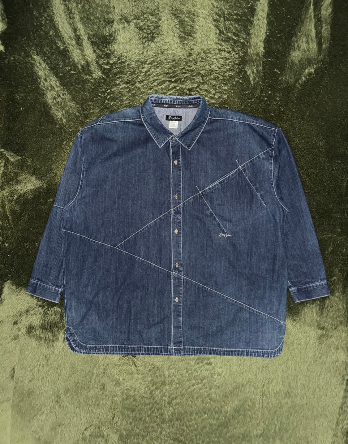 [5XL] SEAN JOHN 션존 빅사이즈 패널 컷 데님 셔츠 상품이미지1