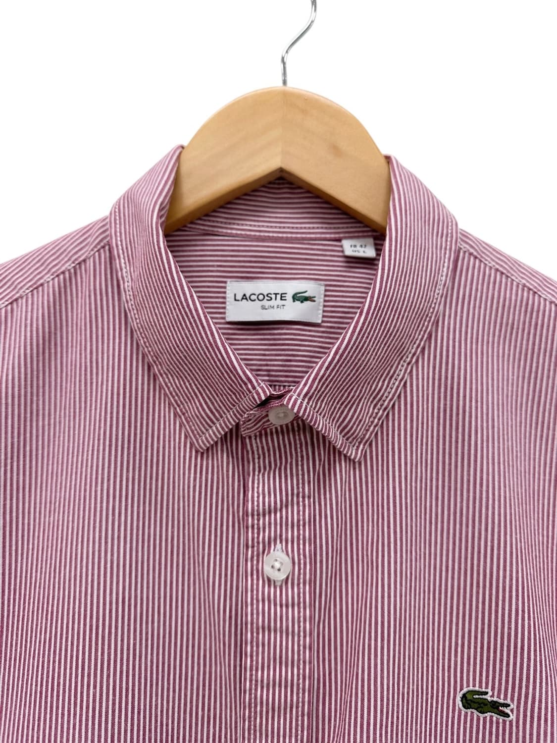 라코스테 줄무늬 셔츠 화이트&버건디 (L) 상품이미지3