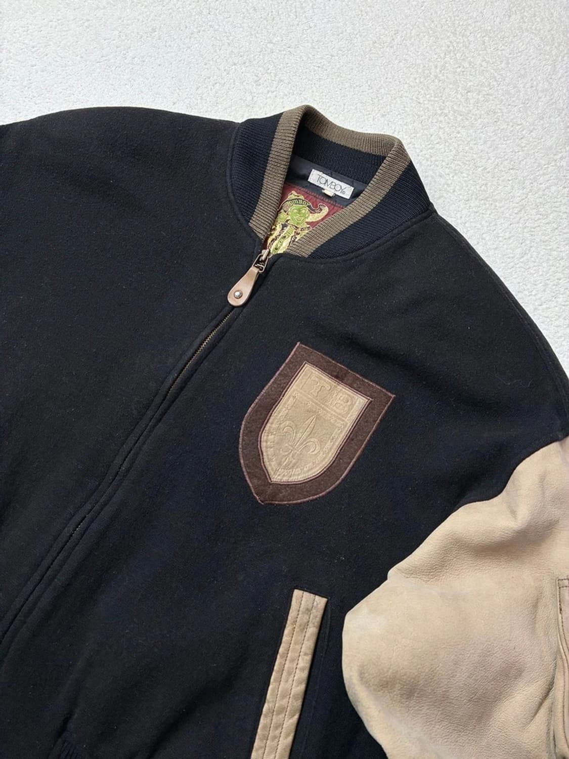 톰보이 80's 소가죽 배색 바시티 자켓 PN5875 상품이미지2