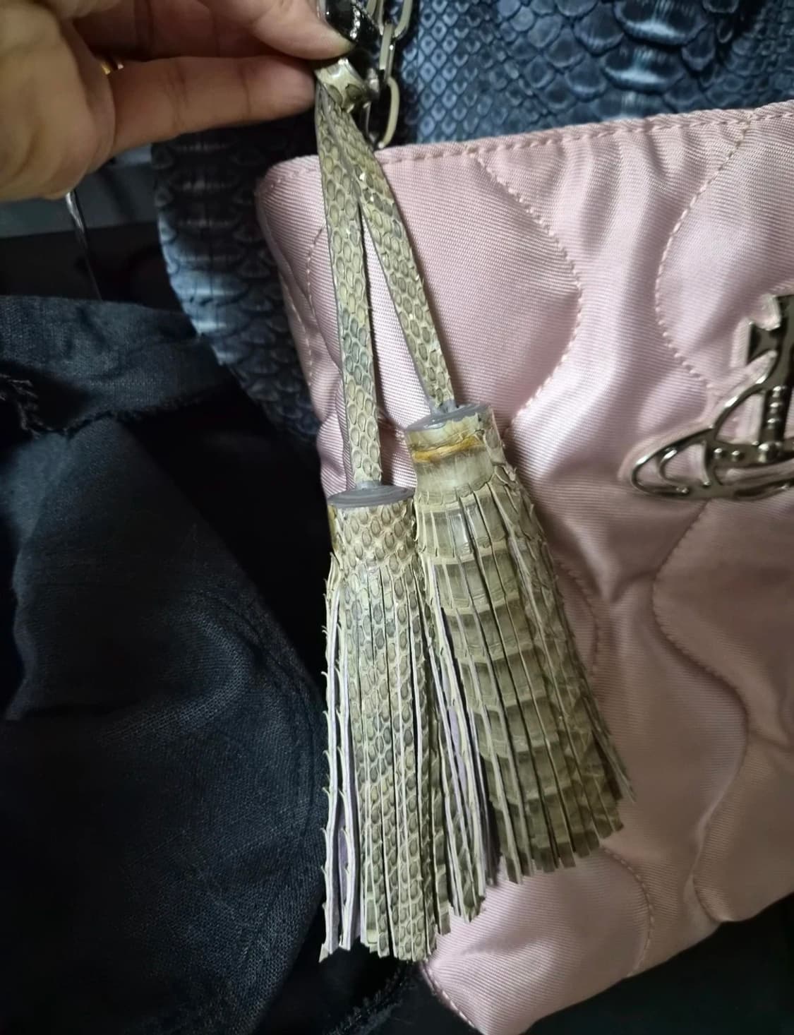 리얼 파이톤 (뱀피) 태슬 장식 (미사용) 상품이미지6