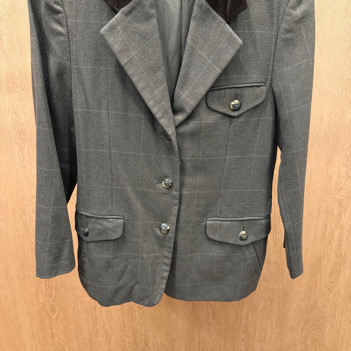 폴로 랄프로렌 자켓 체크 패턴 브라운 카라 배색 디테일 카키 상품이미지5