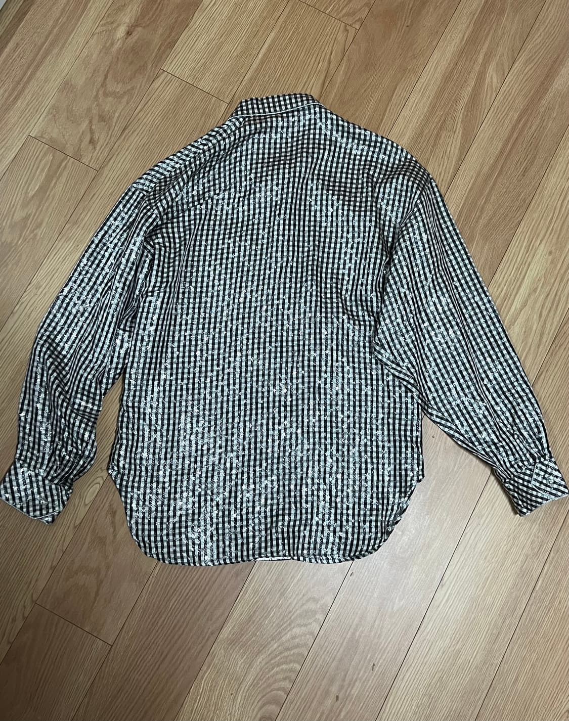 인견 메탈사 별 패턴 블라우스 상품이미지3