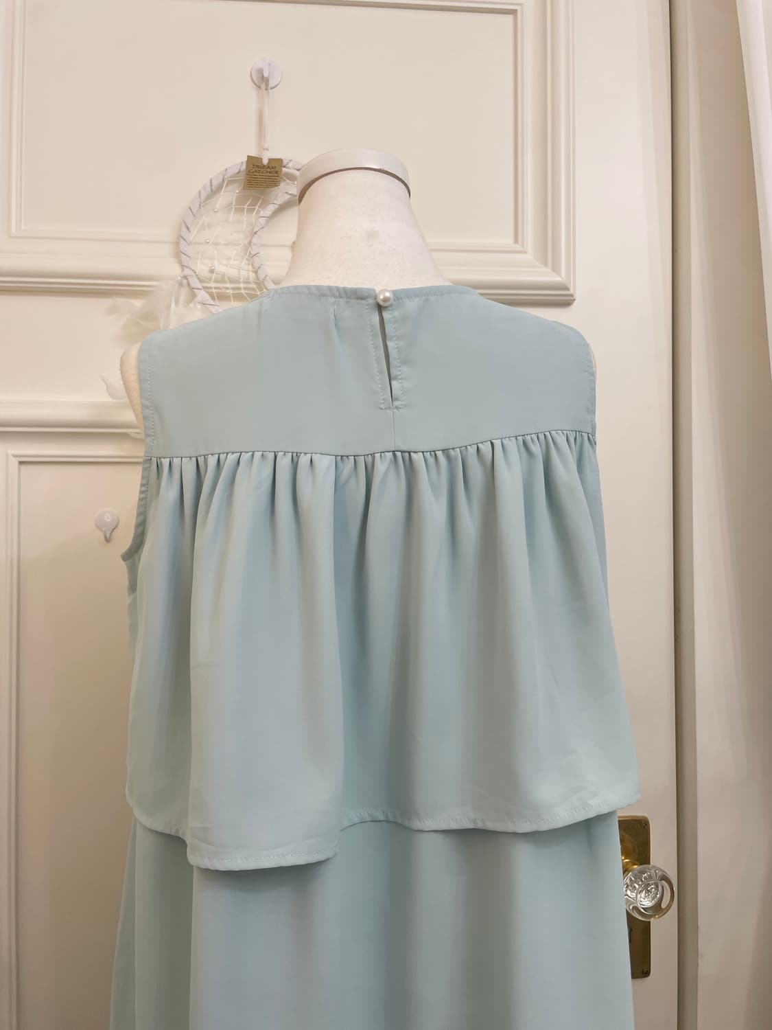 mint shirring layered blouse 상품이미지4
