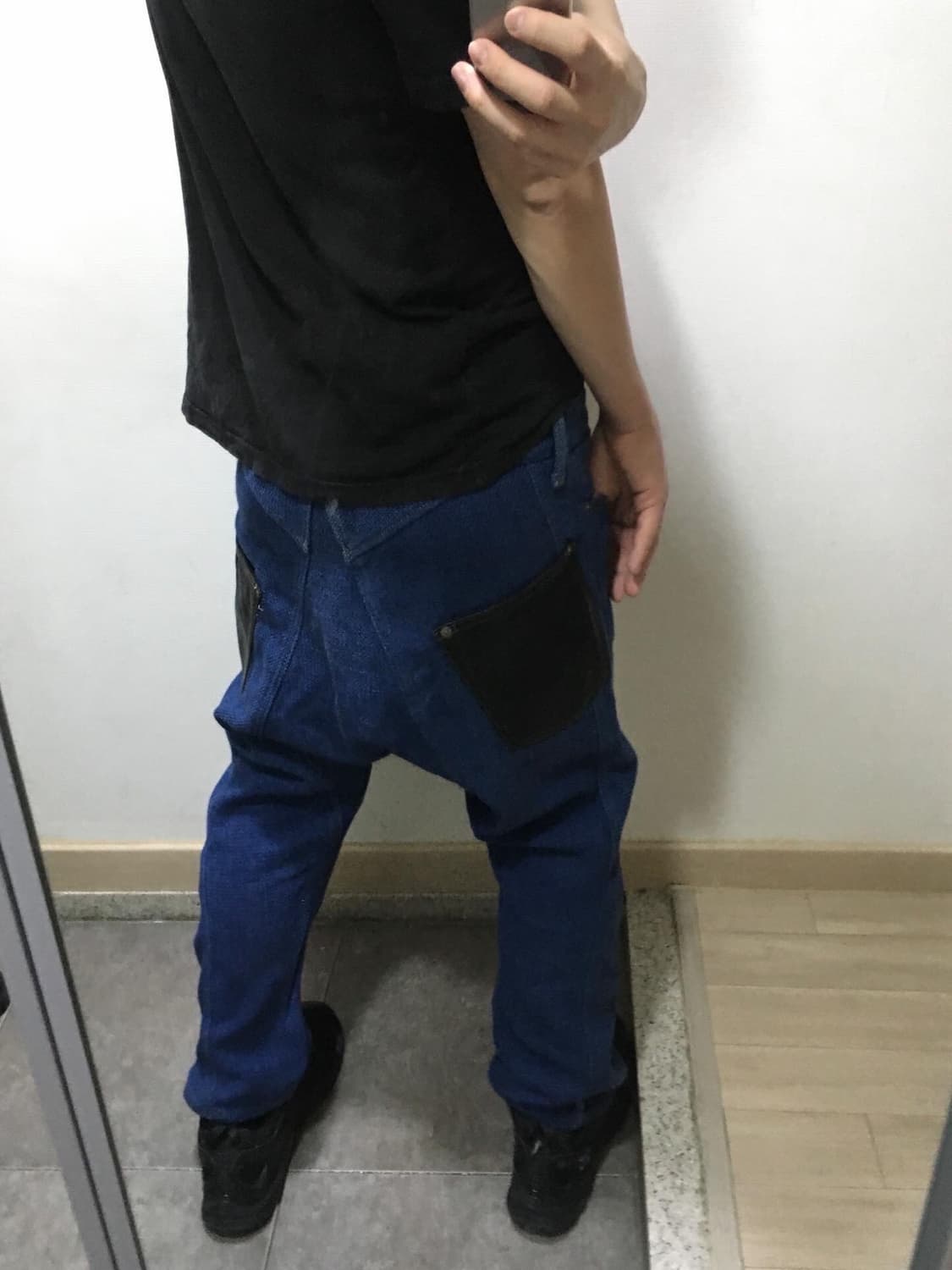 준야 와타나베 15SS 사시코 레더 패치 사루엘 팬츠 상품이미지1