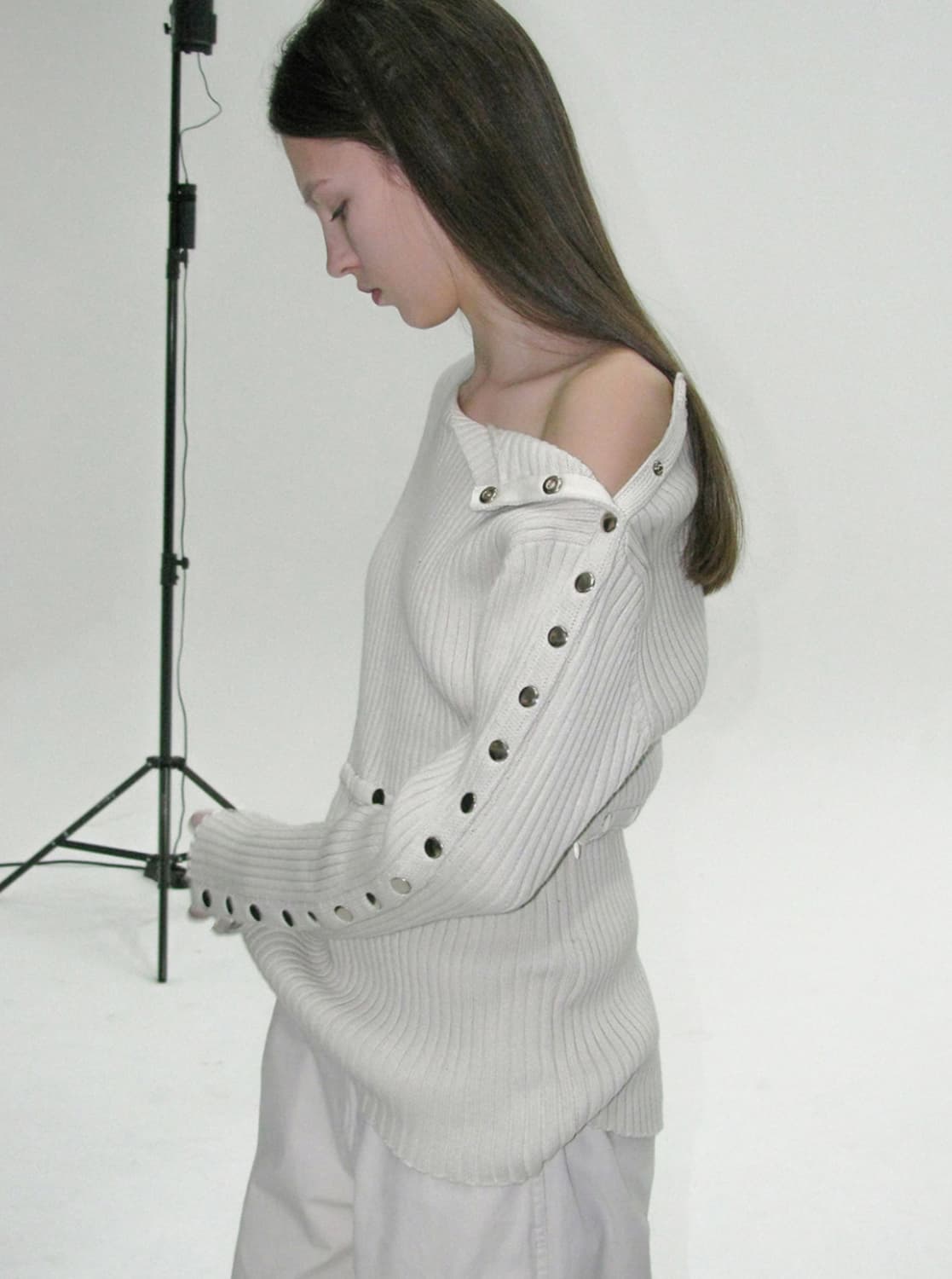 (새상품) 파르티멘토 우먼 투웨이 트랜스폼 리브드 니트 크루넥 상품이미지3