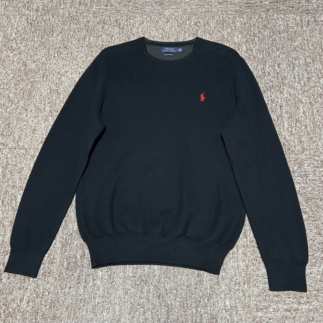 M) 폴로 랄프로렌 피마코튼 라운드넥 블랙 맨투맨 상품이미지1