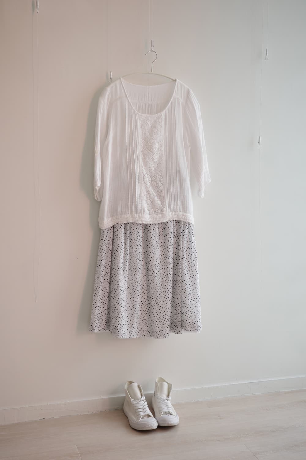 Retro dot flared skirt 상품이미지8