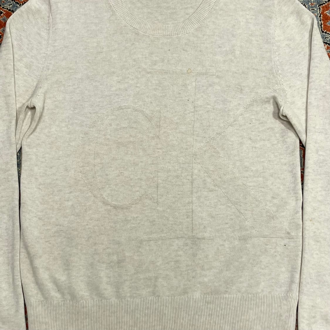 캘빈클라인 시그니처로고 베이지 면 니트 여성S 상품이미지2