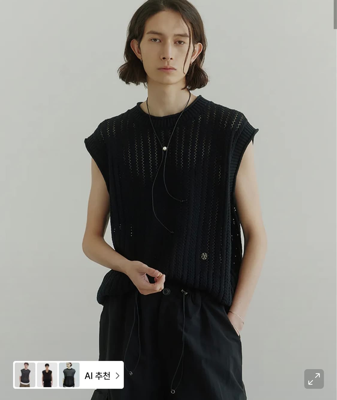 [노이어] 코튼 크로셰 롤링 베스트 (블랙) 상품이미지4