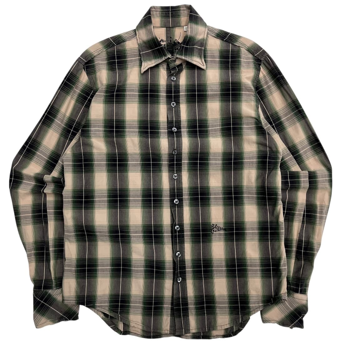 디젤 00's 딥그린 빈티지 체크 셔츠 상품이미지2