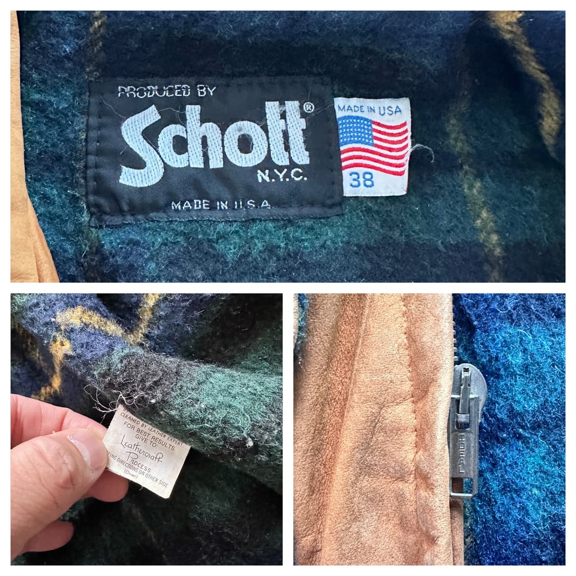 80s 쇼트 Schott 빈티지 스웨이드 가죽 자켓 38 USA MADE 상품이미지3