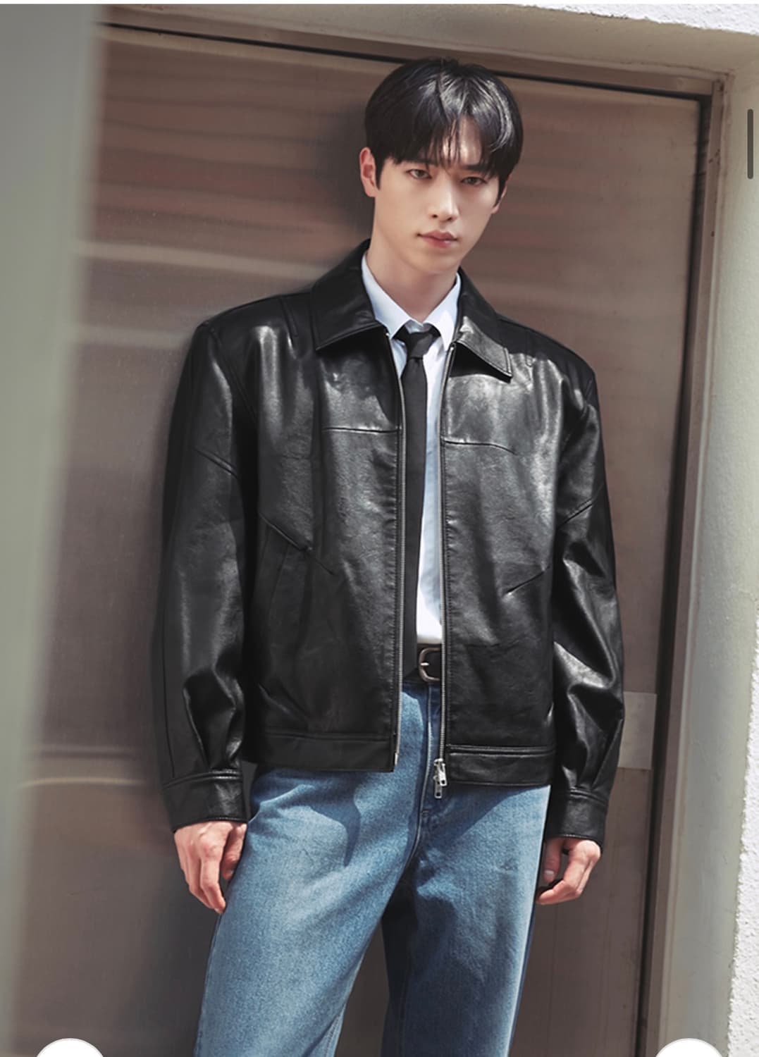 (XL) 드로우핏 [서강준PICK]인시전 레더 블루종 자켓 [BLACK] 상품이미지4