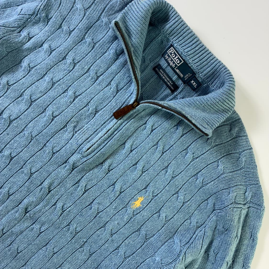 Polo  폴로 랄프로렌 자수 터사실크 꽈배기 반집업 니트   상품이미지3