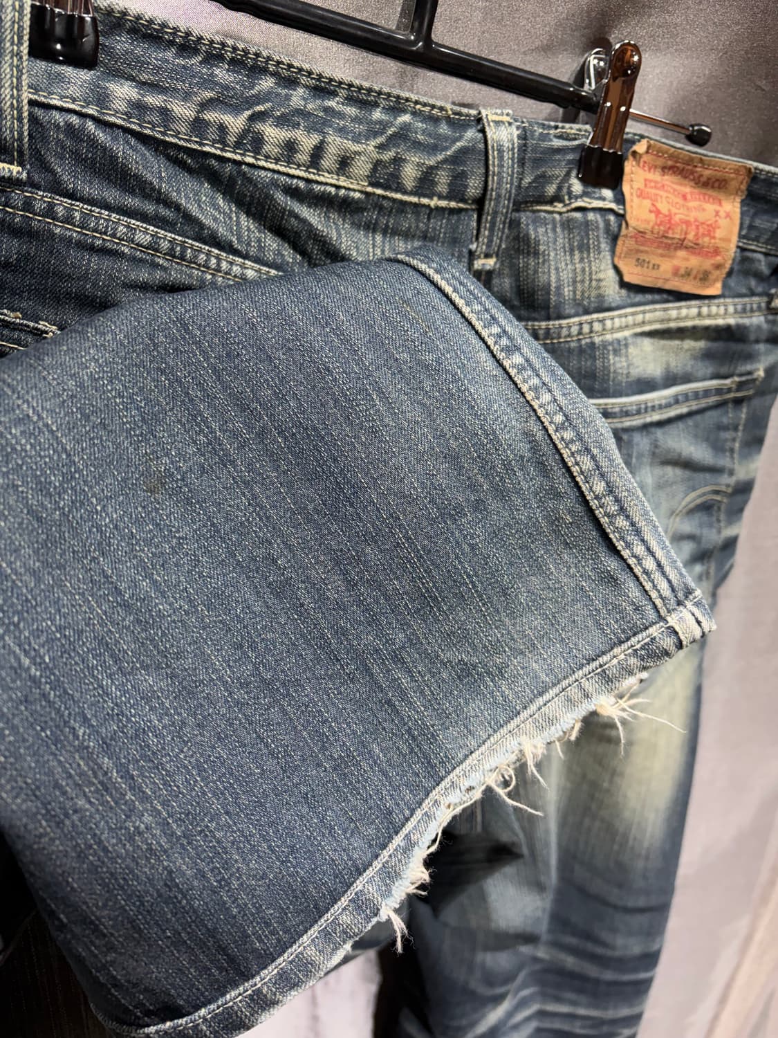 34in 리바이스 501 워싱 스트레이트 데님팬츠 상품이미지9