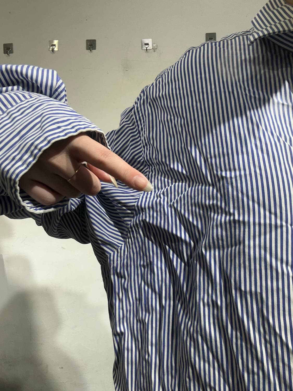 폴로 블루 스트라이프 오버핏 셔츠 XL 상품이미지4