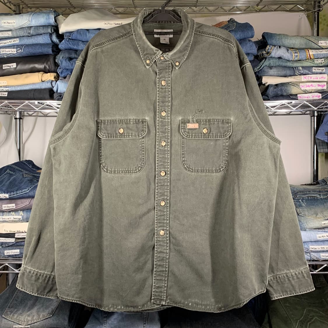 [XL] 칼하트 헤비코튼 워크셔츠 차콜 그레이 상품이미지2