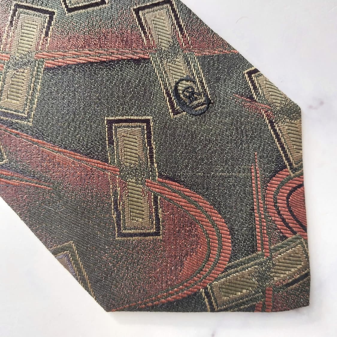 Cerruti Tie - Dark Green Abstract Jacqua 상품이미지7