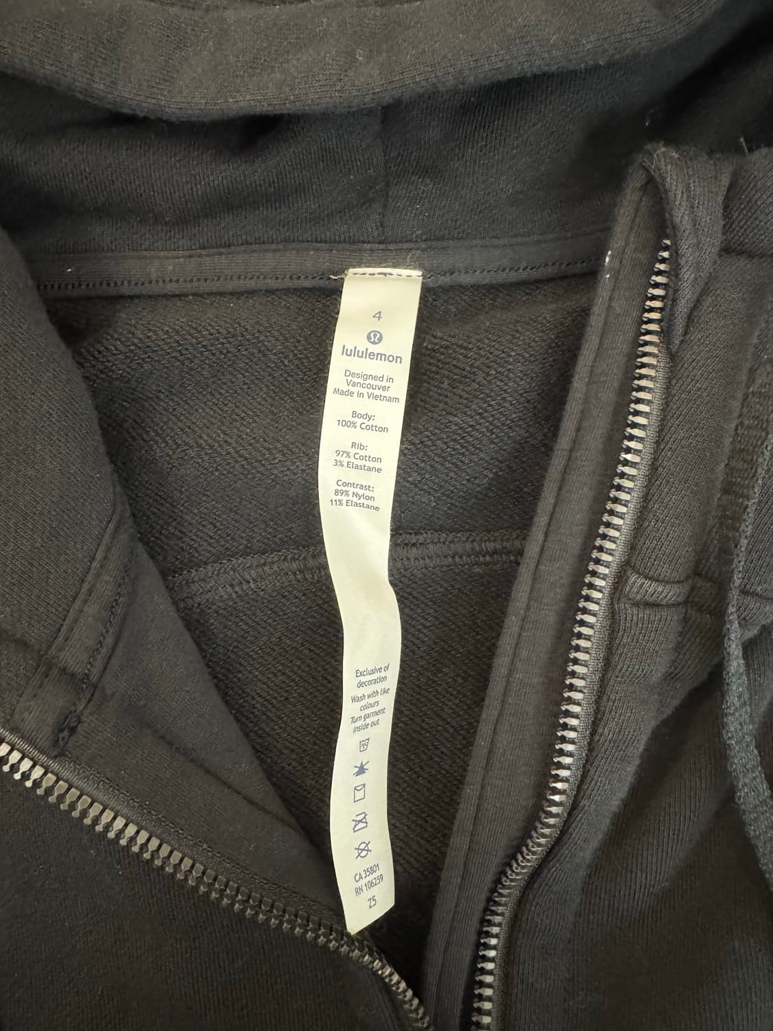 Lulelemon 룰루레몬 블랙 크롭 후드집업 상품이미지2