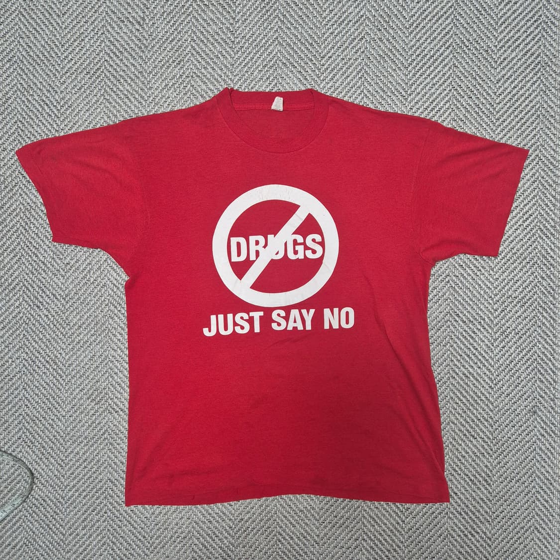 80s 빈티지 "NO DRUG" 싱글스티치 티셔츠 (XL) 상품이미지1