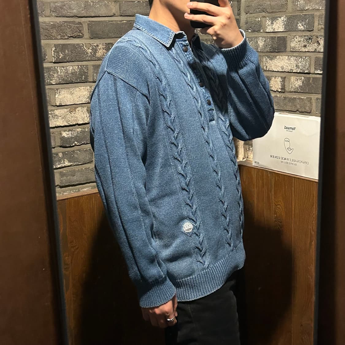 M) Blue Willi's 인디고 코튼 케이블 헨리넥 니트 상품이미지9