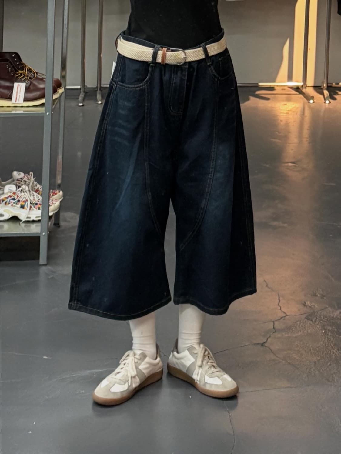 jeans 빈티지 스티치 롱 버뮤다 워싱 데님 팬츠 A1717 상품이미지1