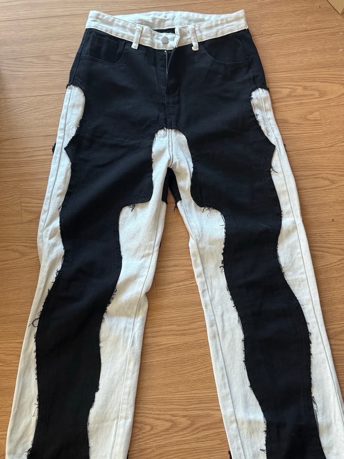 블랙화이트 언발란스 바지 상품이미지2