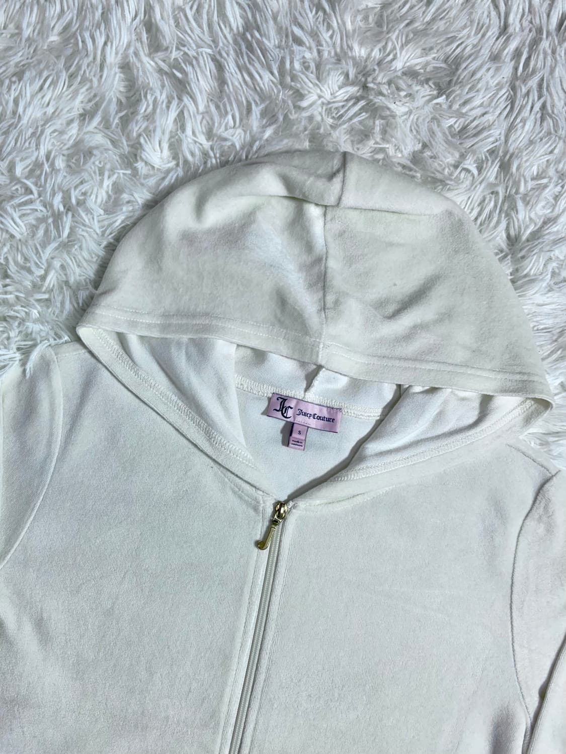 쥬시꾸띄르 빅로고 화이트 벨벳 후드집업  상품이미지7