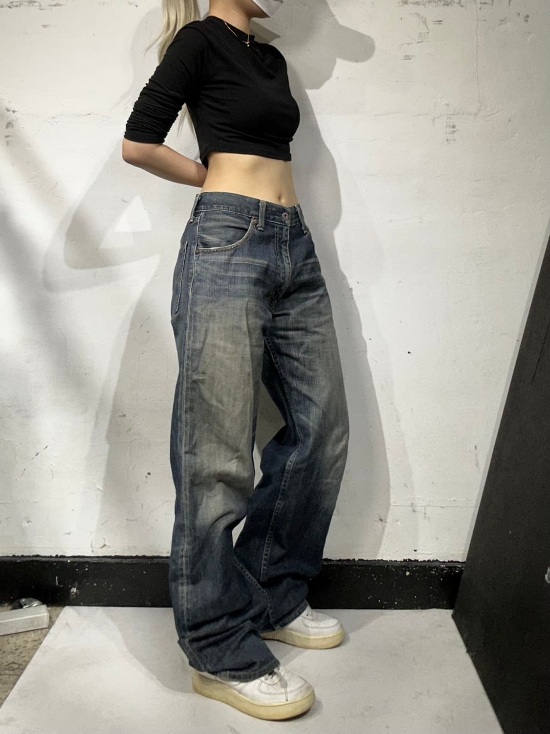 리바이스 503 흑청 가죽탭 워싱 와이드 데님 팬츠 청바지 31 상품이미지1