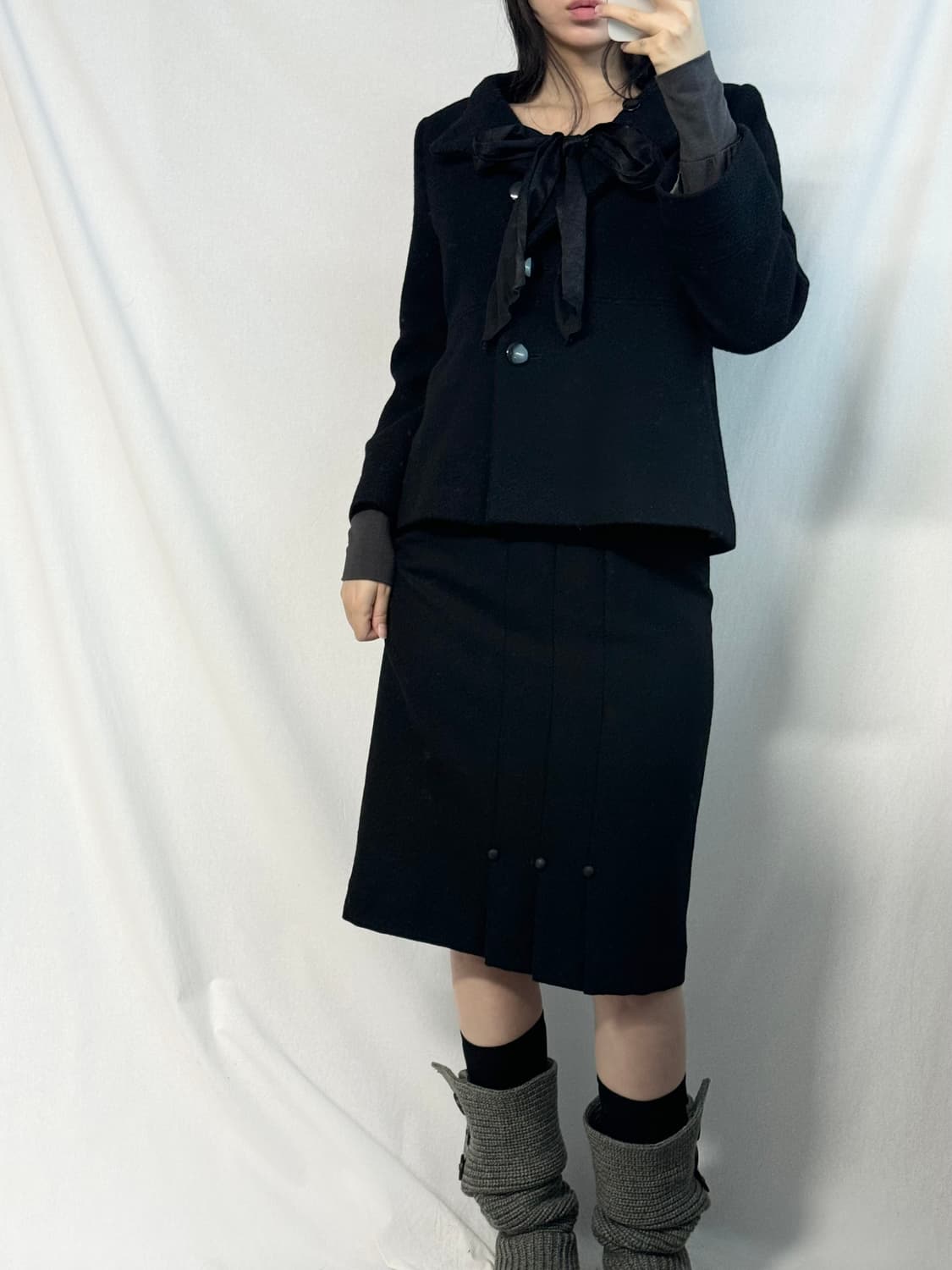 하프 넥 버튼 울 코트 상품이미지8