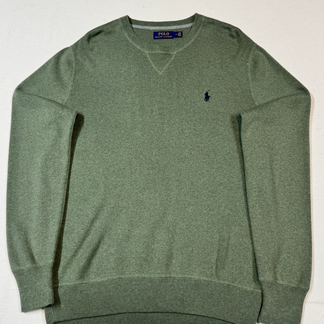 M) 폴로 랄프로렌 피마코튼 라운드넥 니트 그린 상품이미지2