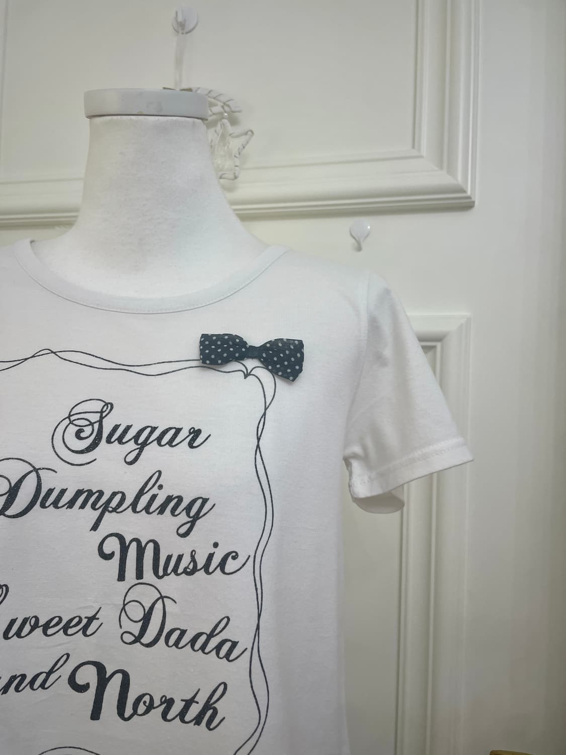 white bow point glitter lettering t-shir 상품이미지7