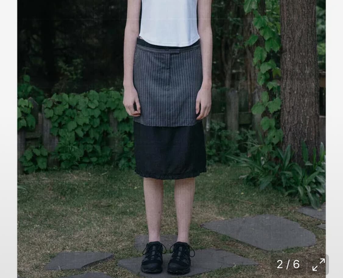 파르티멘토우먼 더블 웨이스트 레이어드 미디 스커트_스트라이프 상품이미지3