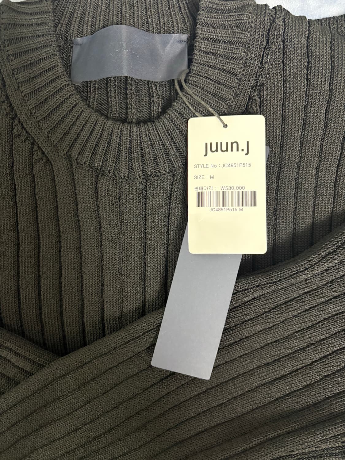 준지 립조직 풀오버 니트 블랙 m 새상품 상품이미지3