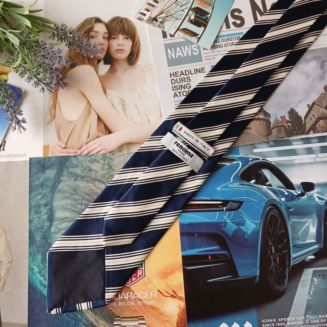 레노마 실크 네이비 스트라이프 넥타이 8.5cm A등급 A19733 상품이미지6