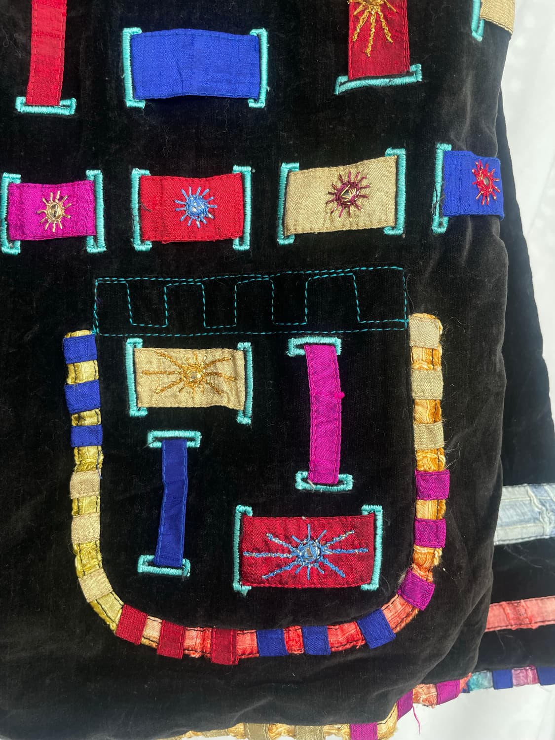 빈티지 패치워크 벨벳 자켓 블랙 상품이미지4