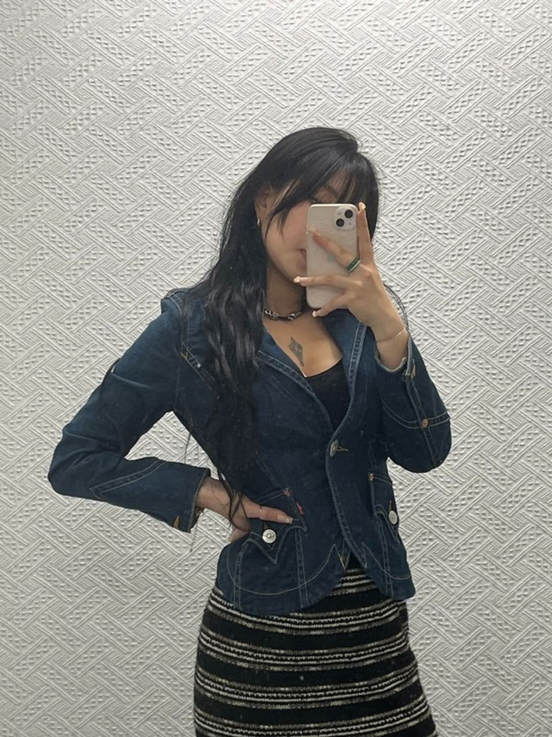 리바이스 컷팅 디테일 원버튼 데님 자켓 M C06447 상품이미지1