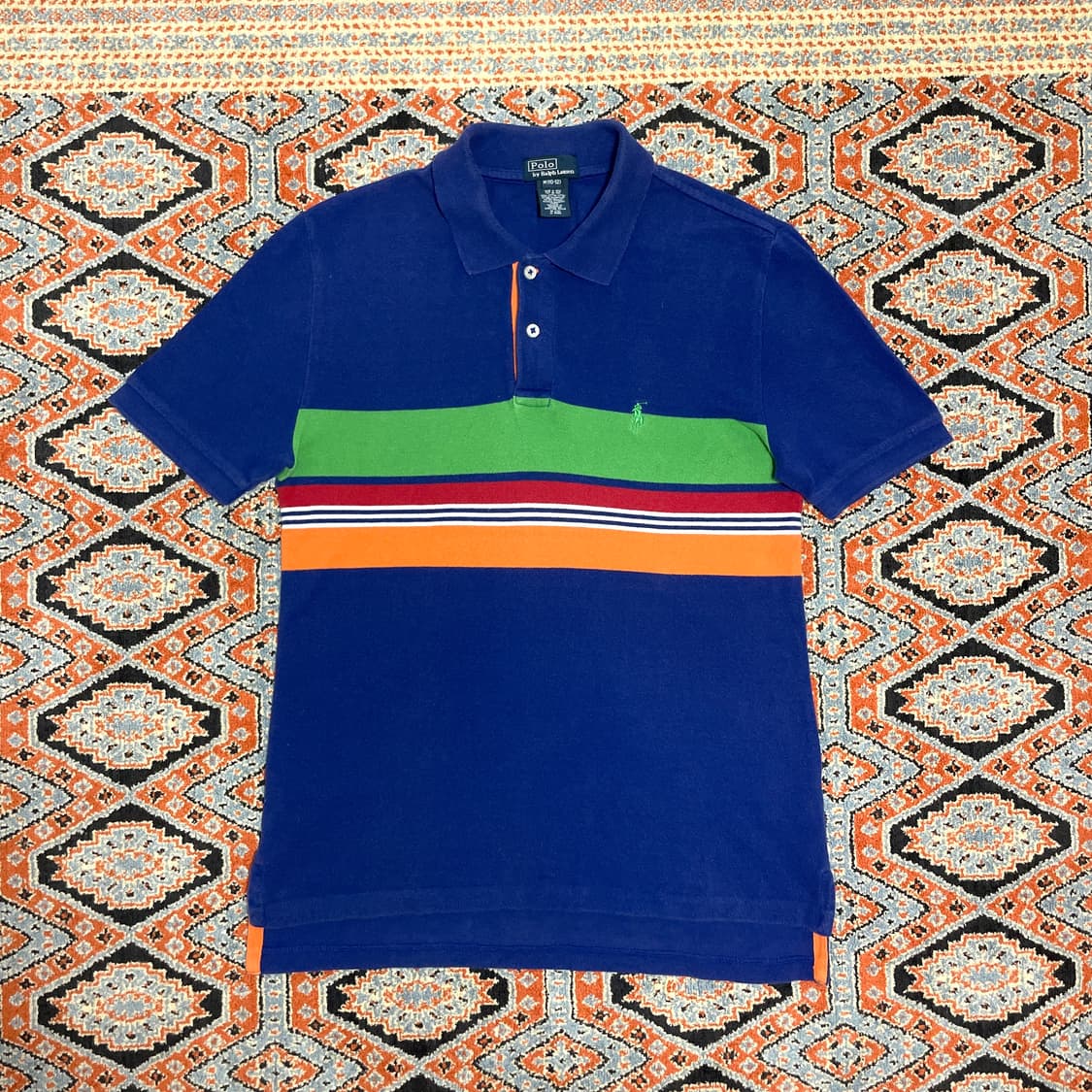 폴로랄프로렌 스트라이프 블루 반팔카라티 M(10-12) 상품이미지1