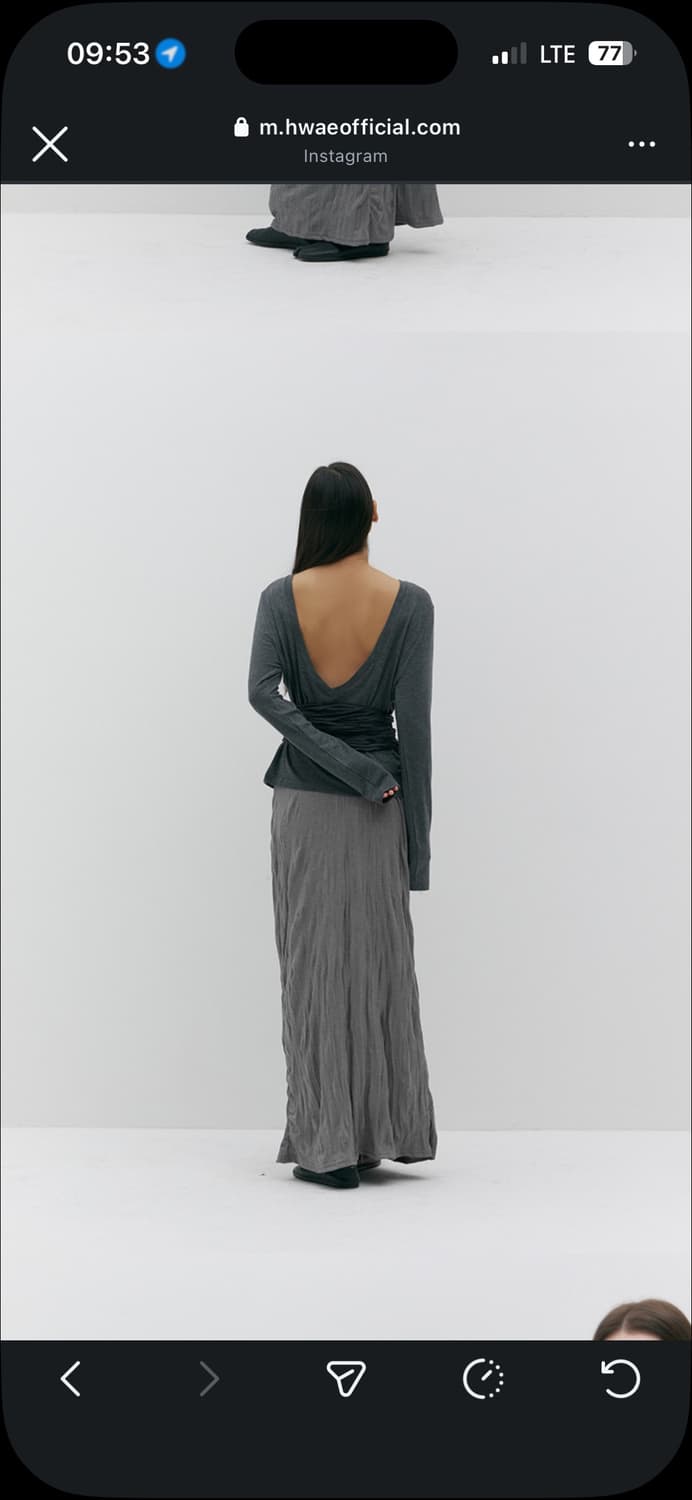 hwae wrinkle maxi skirt, grey, os 상품이미지2