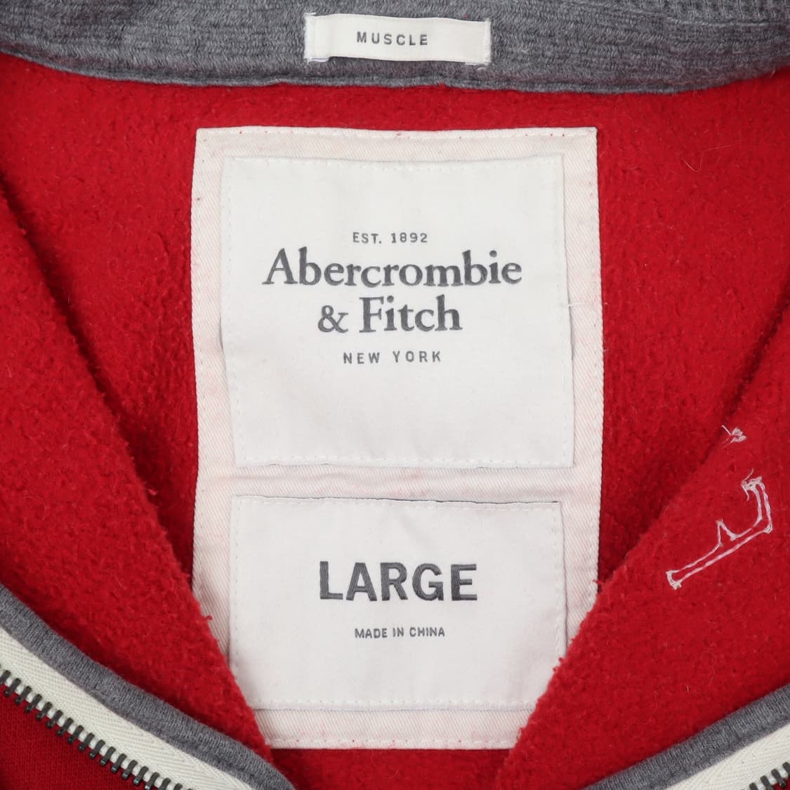 아베크롬비 레드 코튼 헤비 후드집업 상품이미지8