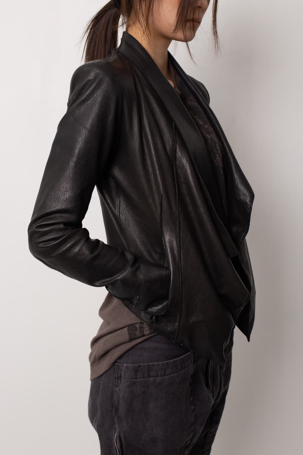 HELMUT LANG ASYMMETRICAL LEATHER JACKET 상품이미지1